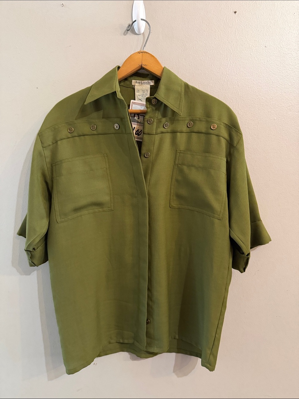 Guy Laroche Olive Green Button-Down Shirt